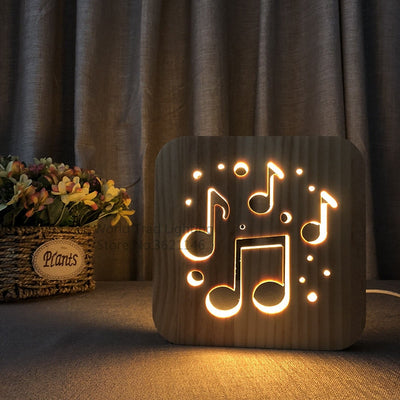 Lámpara LED 3D de Madera con Luz Cálida - Iluminación de Ambiente