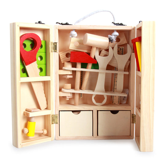 Caja de Herramientas de Juguete de Madera para Armar y Desarmar