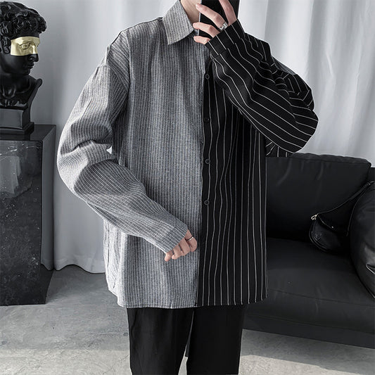 Camisa Retro a Rayas de Inspiración Japonesa