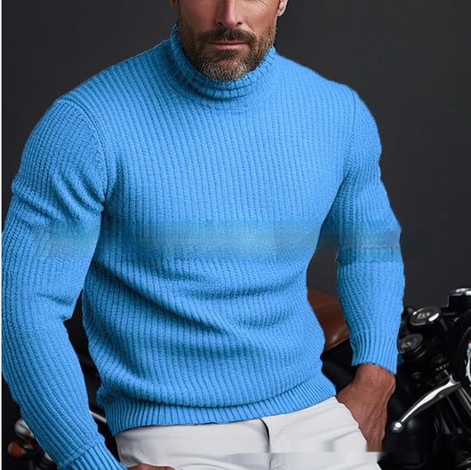 Suéter Cuello Alto Liso de Manga Larga para Hombre - Image 7