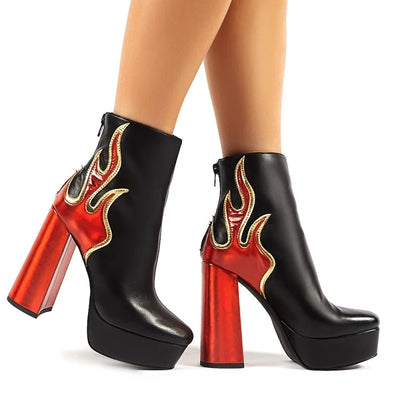 Botas Plataforma Impermeables Rojo Intenso Tacón Ultra Alto - Image 2
