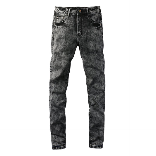 Jeans Slim Fit Gris Ahumado con Estiramiento - Diseño Retro Artesanal