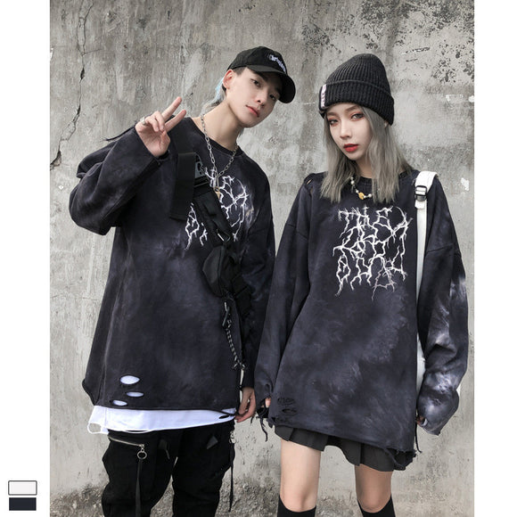 Top Tie-Dye con Agujeros Rotos e Impresión Personalizada