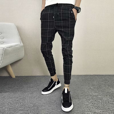 Pantalones Casuales Cuadros Hombre Estilo Coreano Slim Harem Ajustados Moda Trendy - Image 6