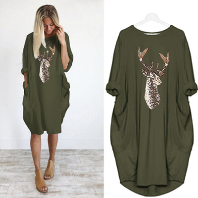 Vestido Navideño Cuello Redondo Otoño Invierno