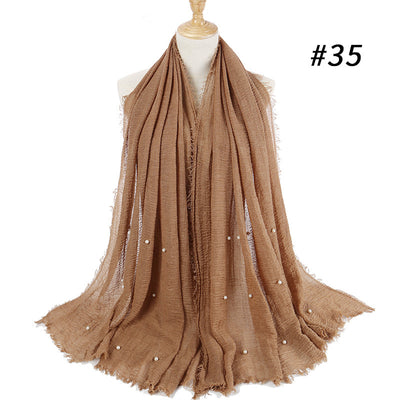 Pañuelo de Algodón y Lino Arrugado Monocromático - Image 42
