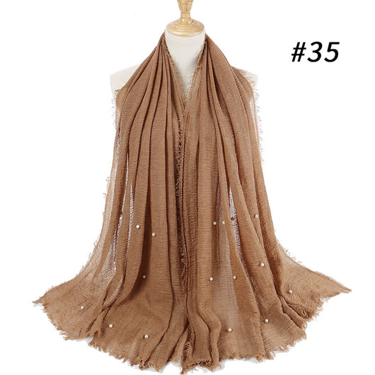 Pañuelo de Algodón y Lino Arrugado Monocromático - Image 42