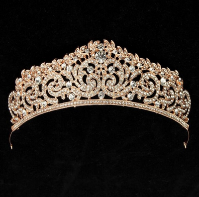 Corona Tiara Nupcial de Cristal Barroco Lujo con Acabado Oro Claro - Image 7