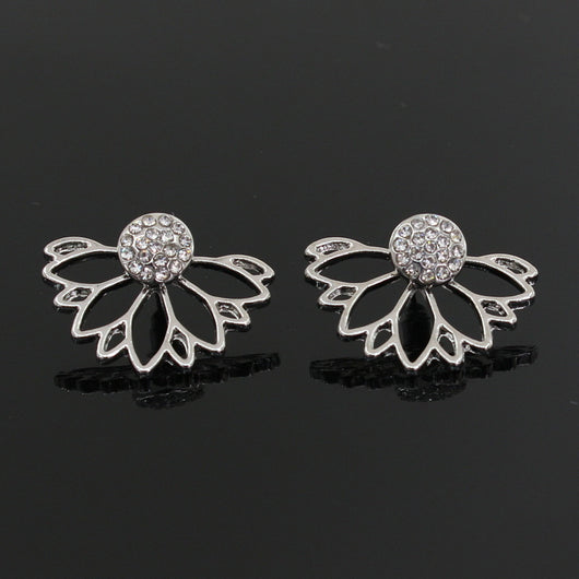 Aretes de Loto con Diamantes Incrustados - Image 6