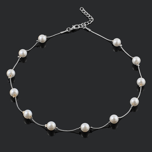 Cadena de Clavícula con Perla Pequeña Elegante de Una Capa - Image 5