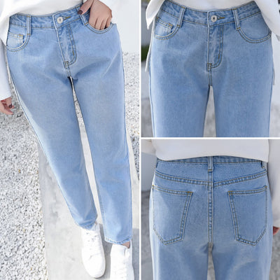 Pantalón Denim Recto Oversize Versátil Estilo Coreano - Image 3