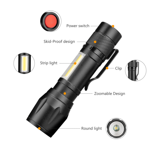 Linterna LED Telescópica Mini COB de Aluminio - Portátil y Potente