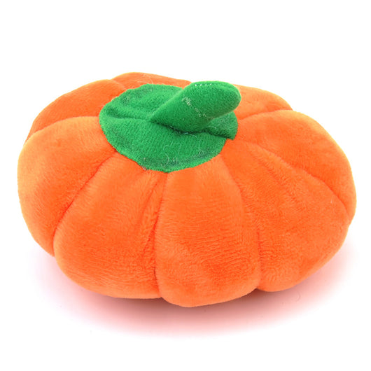 Purple plush eggplant pet toy with a green stem and an embroidered happy face, designed for dogs and cats. - Image 21