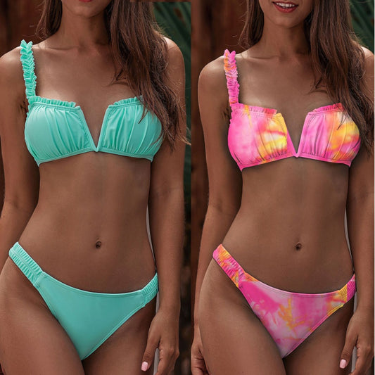 Bikini con Escote V y Volantes
