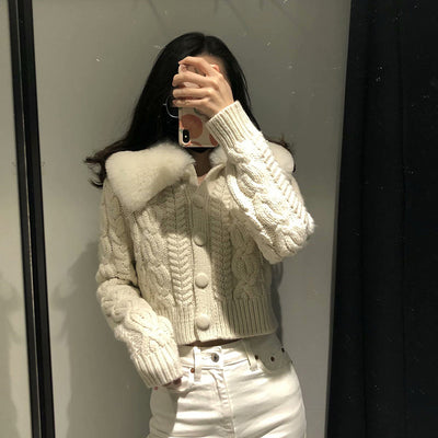 Cardigan Tejido Suave con Cuello de Pelaje - Chaqueta Acogedora - Image 6