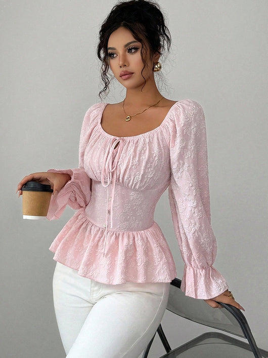 Blusa Elegante Cuello U Estilo Francés con Mangas Largas - Image 15