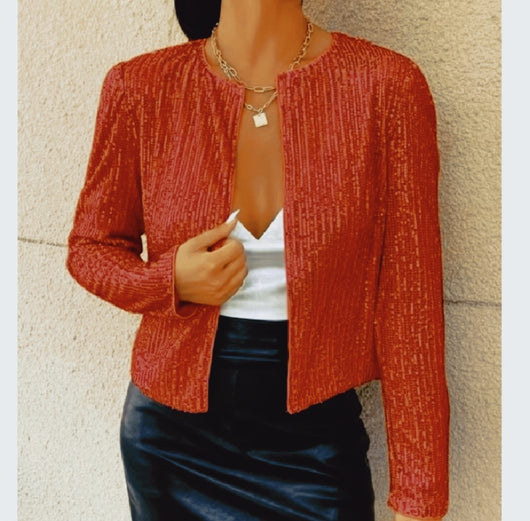 Chaqueta Casual Corta con Lentejuelas y Bloques de Color - Image 11