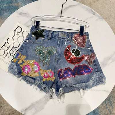 Shorts de Mezclilla con Bordado de Letras y Borde sin Rematar - Image 9