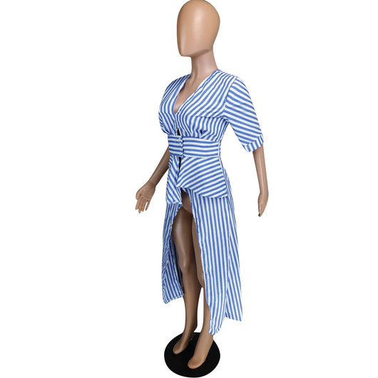 Camisa a Rayas de Largo Extendido - Image 3