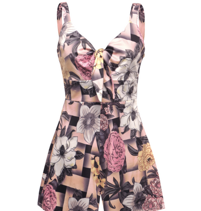 Jumpsuit Suelto con Moño en el Pecho y Tirantes Estampados - Image 4
