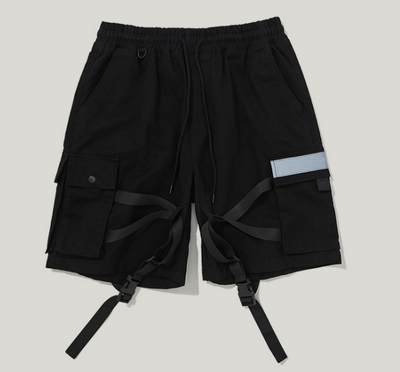 Pantalones Cortos Cargo Reflectantes con Cintas Decorativas para Hombre - Image 6