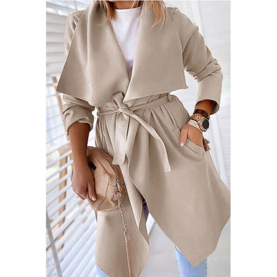 Abrigo Trench Coat Clásico de Color Sólido - Image 7