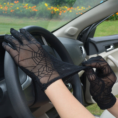 Guantes de Malla Negra con Dedos Abiertos para Mujer - Image 3