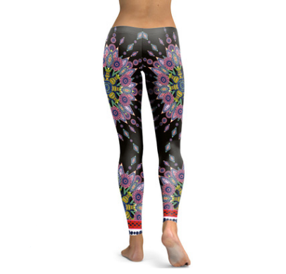 Leggings Deportivos Mandala Flor Rosa Starburst para Yoga - Image 4
