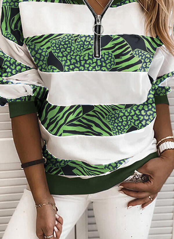 Blusa Manga Larga Blanca con Estampado de Hojas para Mujer