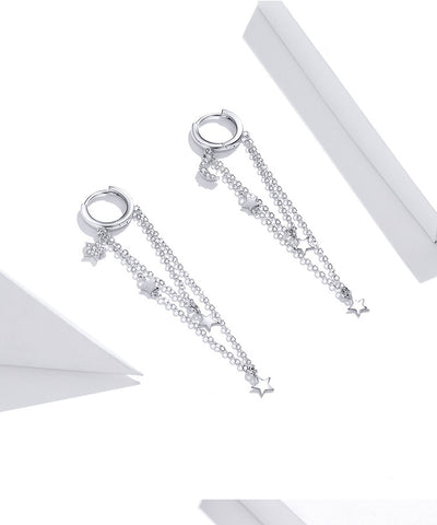 Aretes de Plata Esterlina 925 con Estrella, Luna y Borla - Image 10