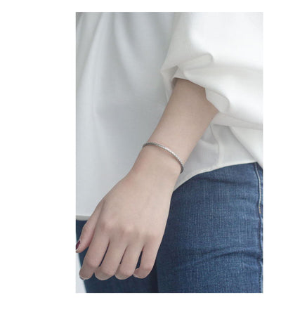 Pulsera Ajustable de Plata 925 con Patrón Tejido - Image 3