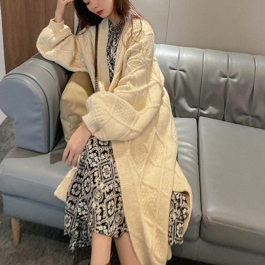 Cardigan Grueso Largo Color Té con Leche - Suéter Abrigo Premium - Image 14