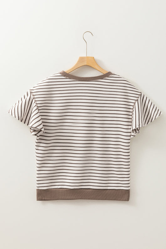 Camiseta Suelta Estampada a Rayas Cuello Redondo - Image 11