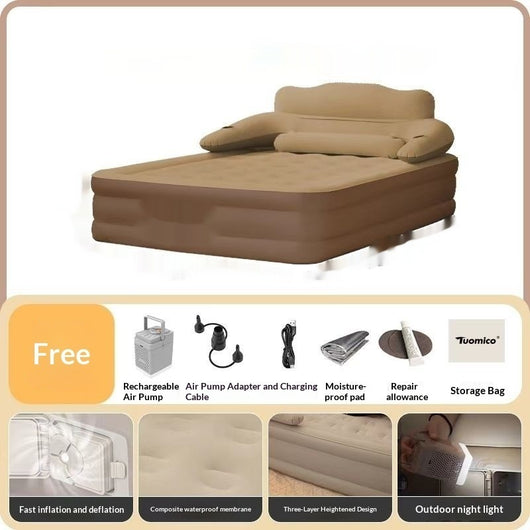 Cama Inflable Portátil con Respaldo Elevado y Acolchado Reforzado - Image 8