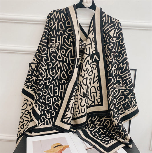 Bufanda de Cachemira con Letras para Mujer - Elegancia Versátil - Image 2
