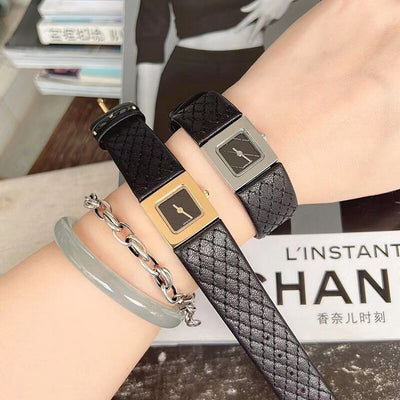 Reloj de Cuero para Mujer Diseño Retro Cuadrado