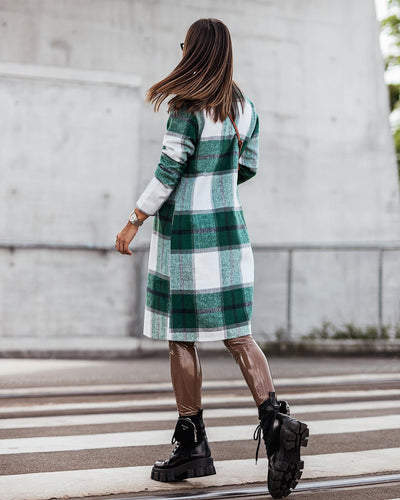 Abrigo de Lana Cuadrille Largo Cepillado Estilo Europeo y Americano para Otoño e Invierno - Image 18