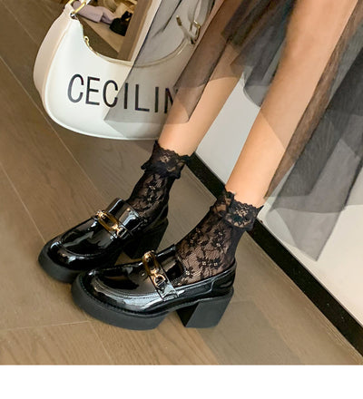 Zapatos Mary Jane Tacón Alto Punta Cuadrada Estilo Hepburn - Image 11