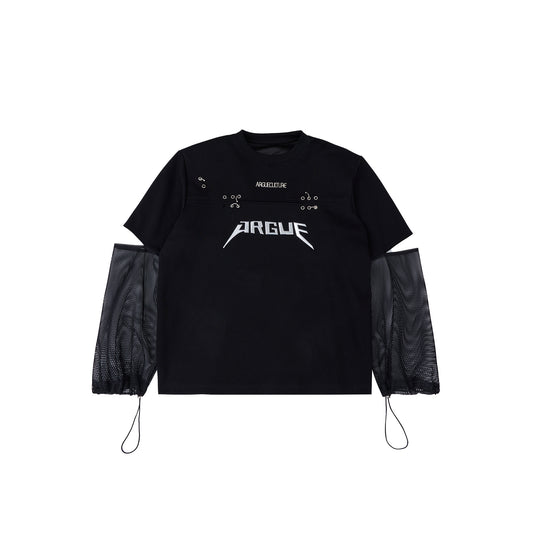 Playera de Manga Larga con Malla Superpuesta - Diseño Moderno Two-Piece - Image 2