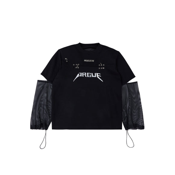Playera de Manga Larga con Malla Superpuesta - Diseño Moderno Two-Piece