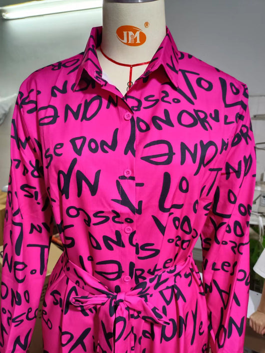 Camisa Vestido Estampada con Solapa Oversize - Image 19