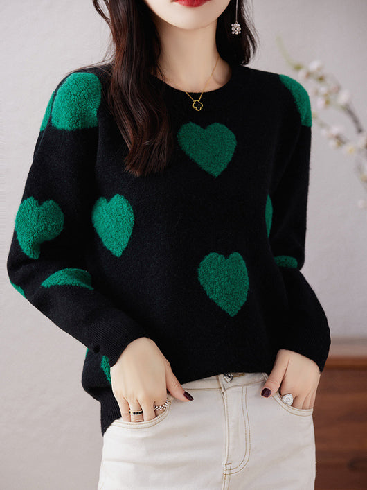 Suéter de Cuello Redondo en Lana Pura para Mujer - Diseño Love - Image 7