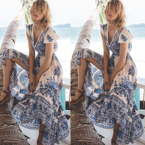 Vestido Retro Palacio con Estampado Europeo Americano Cuello en V - Image 10
