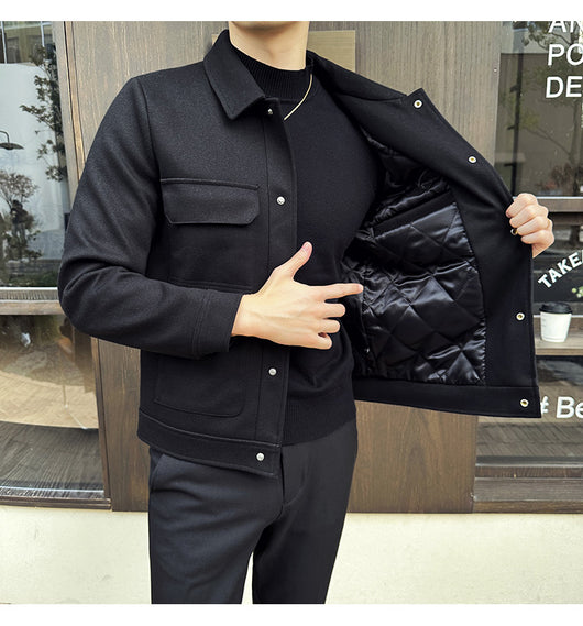 Blazer de Lana Corto para Hombre con Solapa Slim Fit Invierno - Image 17