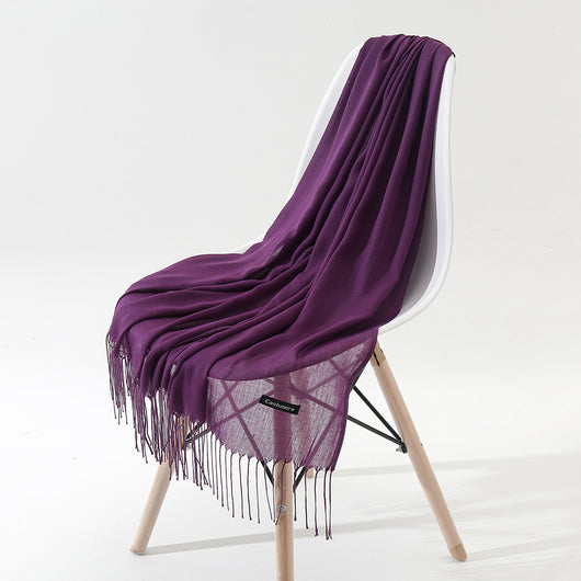 Bufanda Chal de Cachemira Otoño Invierno - Diseño Minimalista con Flecos - Image 11