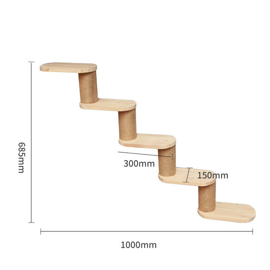 Árbol Rascador Mural para Gatos - Plataforma de Madera Sólida con Escalera - Image 40