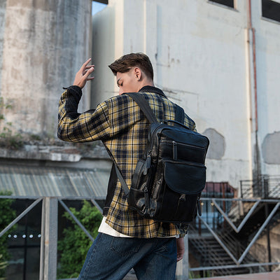 Mochila de Cuero Genuino para Hombre - Gran Capacidad, Diseño Moderno - Image 3