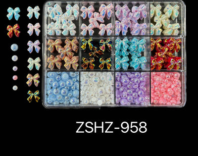 Set de Adornos Navideños de Resina con Lazos y Moños Mixtos - Image 5