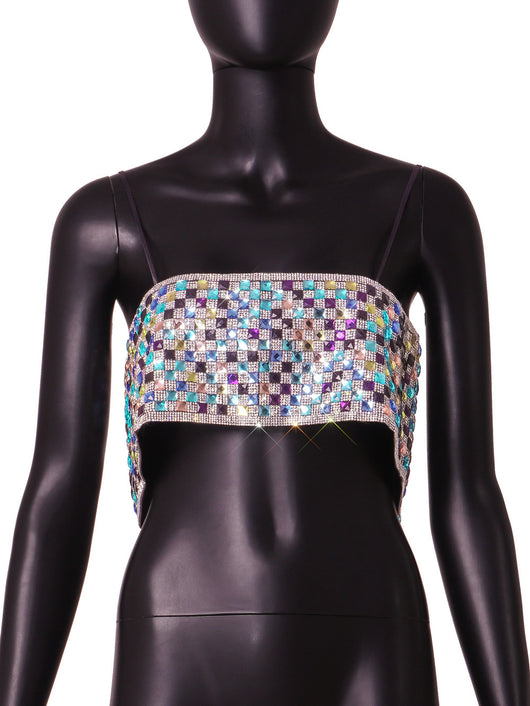 Top Tipo Bikini con Cadena de Diamantes y Lámina Metálica - Image 13