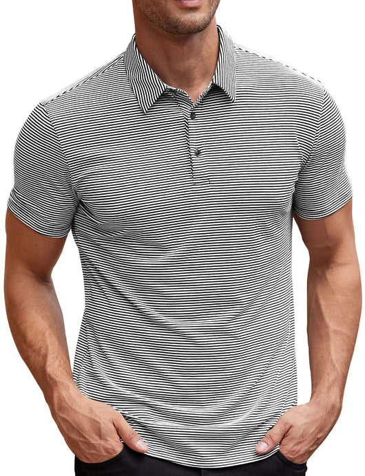 Camisa Hombre Rayas Contraste Manga Corta Suelta Verano - Image 6